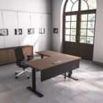 Ergo Series Triple Motor L-Shaped Height Adjustable Desk (Black Frame)