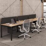 Eco U Series Cluster of 3 Side By Side Workstation