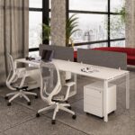 Eco U Series Cluster of 2 Side By Side Workstation