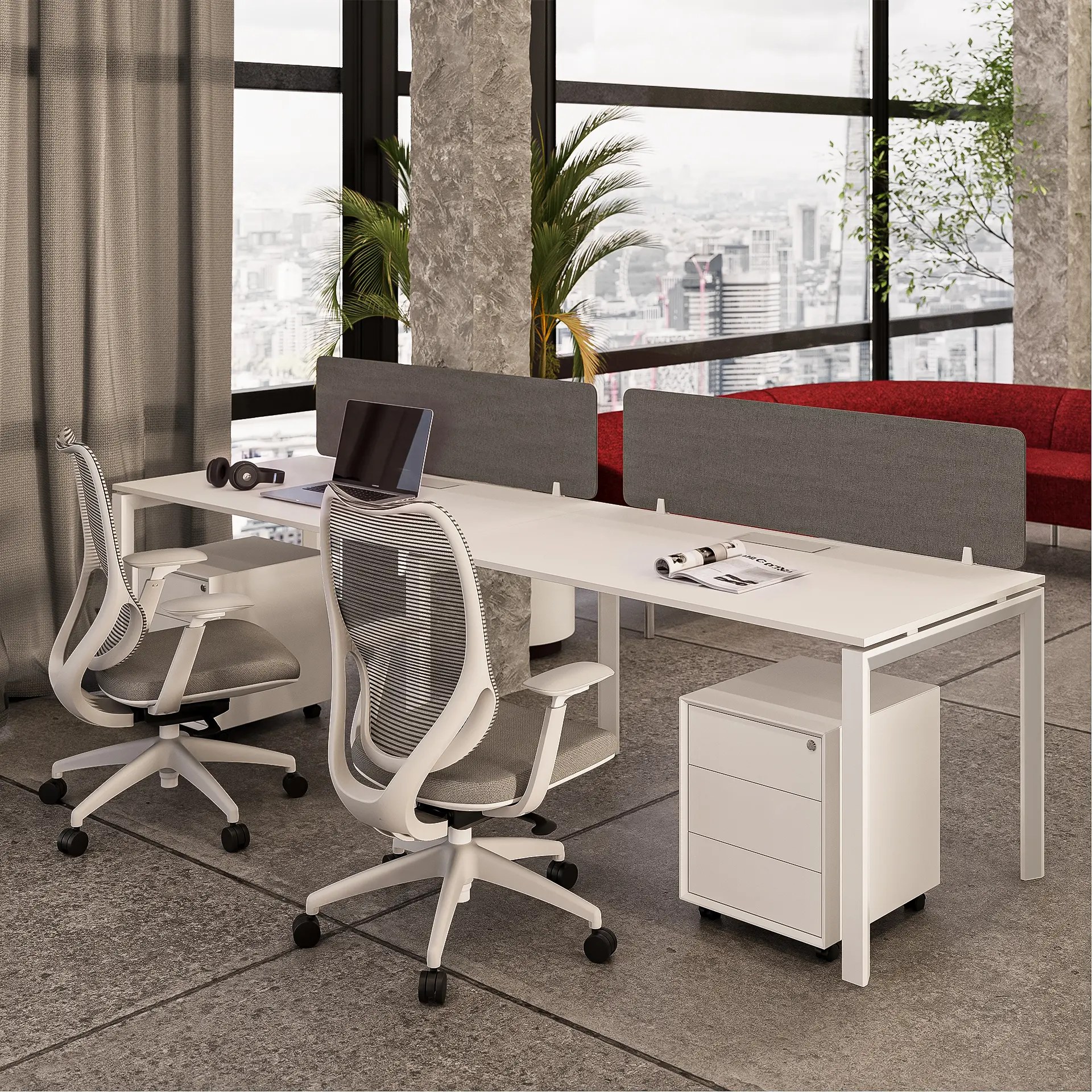 Eco U Series Cluster of 2 Side By Side Workstation