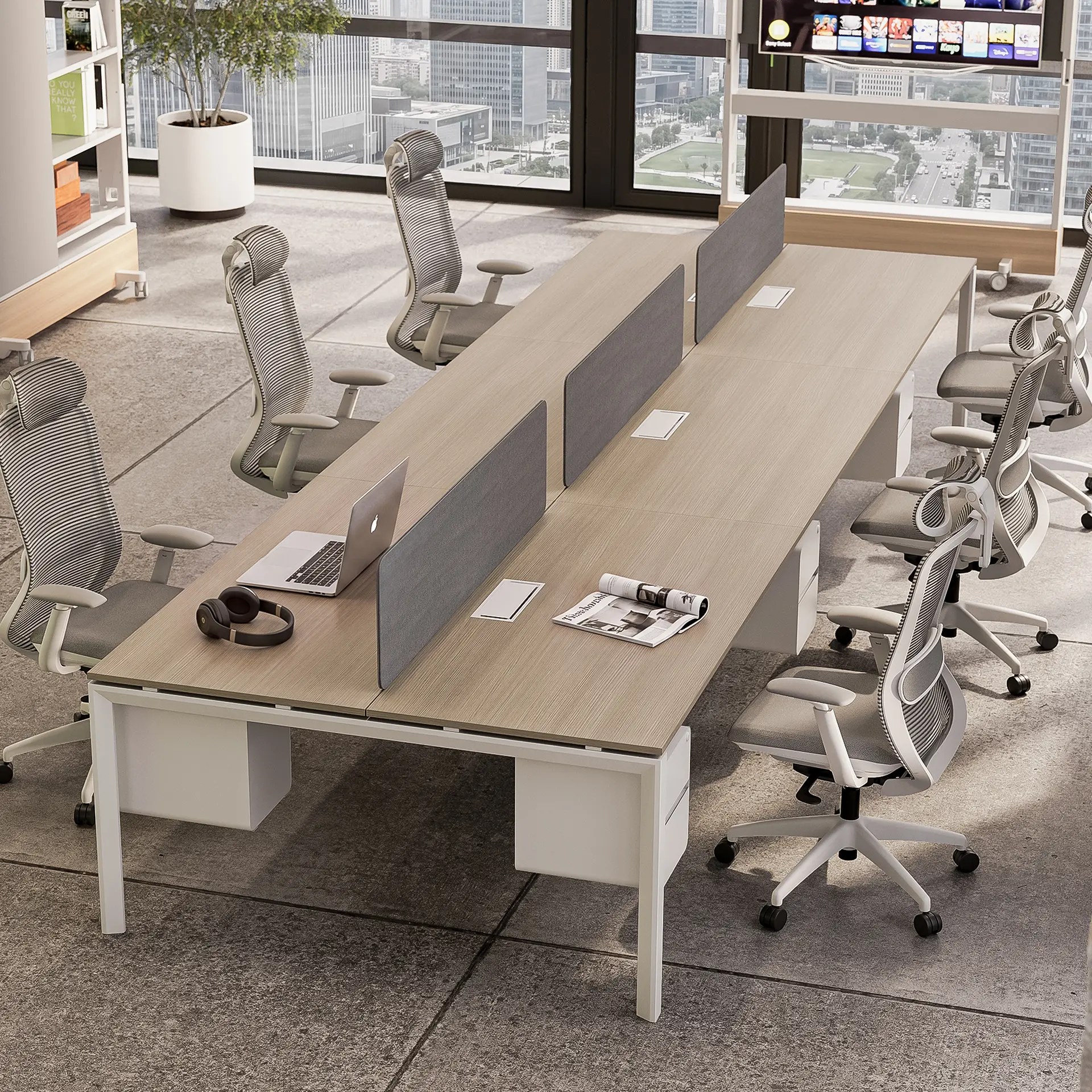 Eco U Series Cluster of 6 Face to Face Workstation