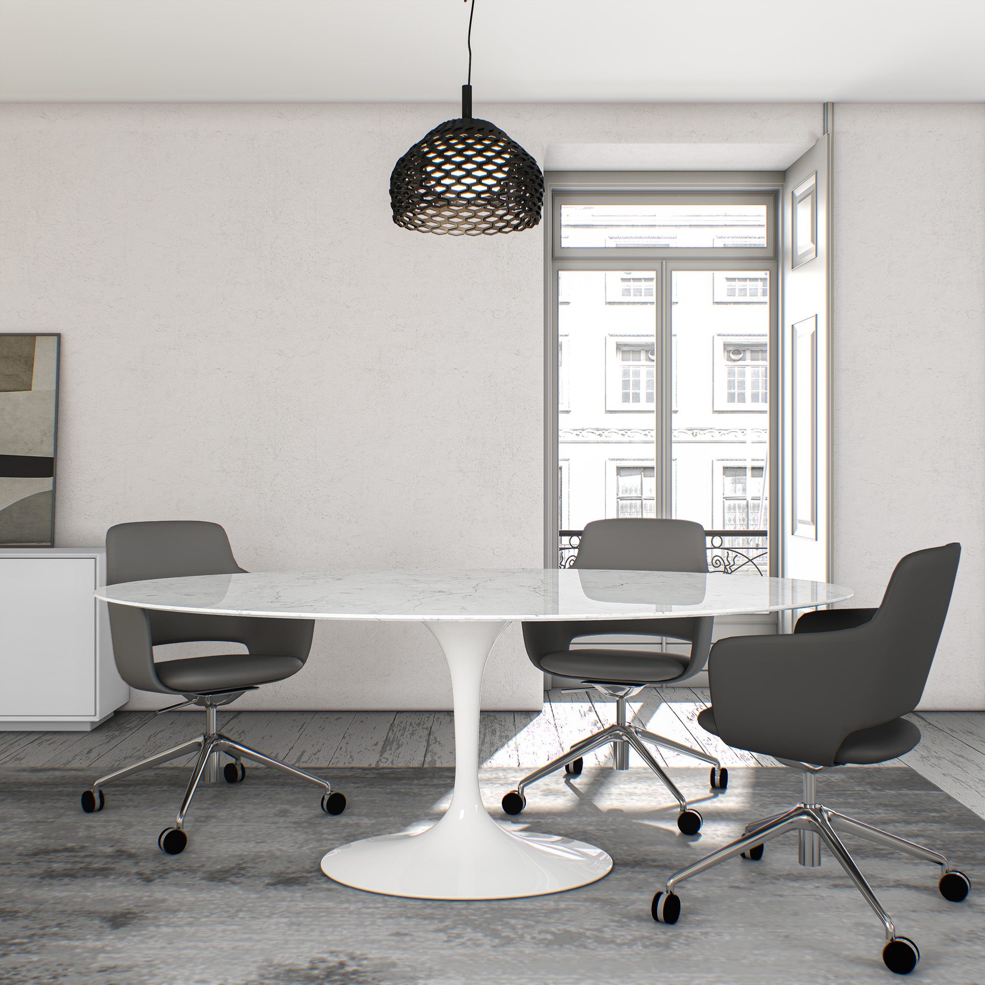 Meta -Oval Marble Meeting Table
