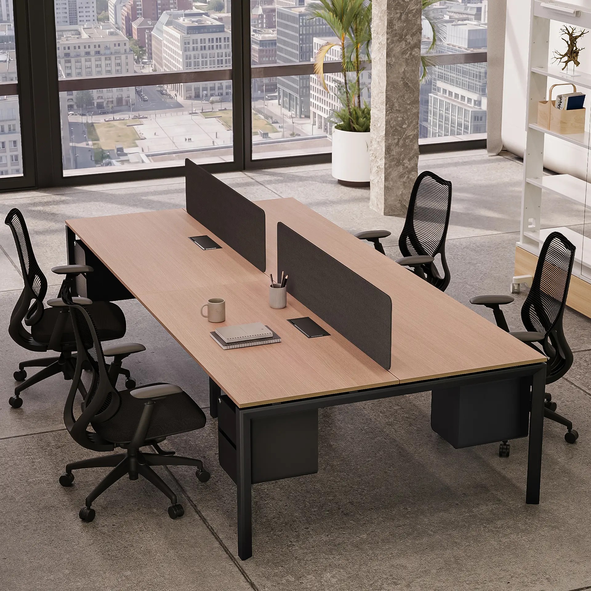 Eco U Series Cluster of 4 Face to Face Workstation