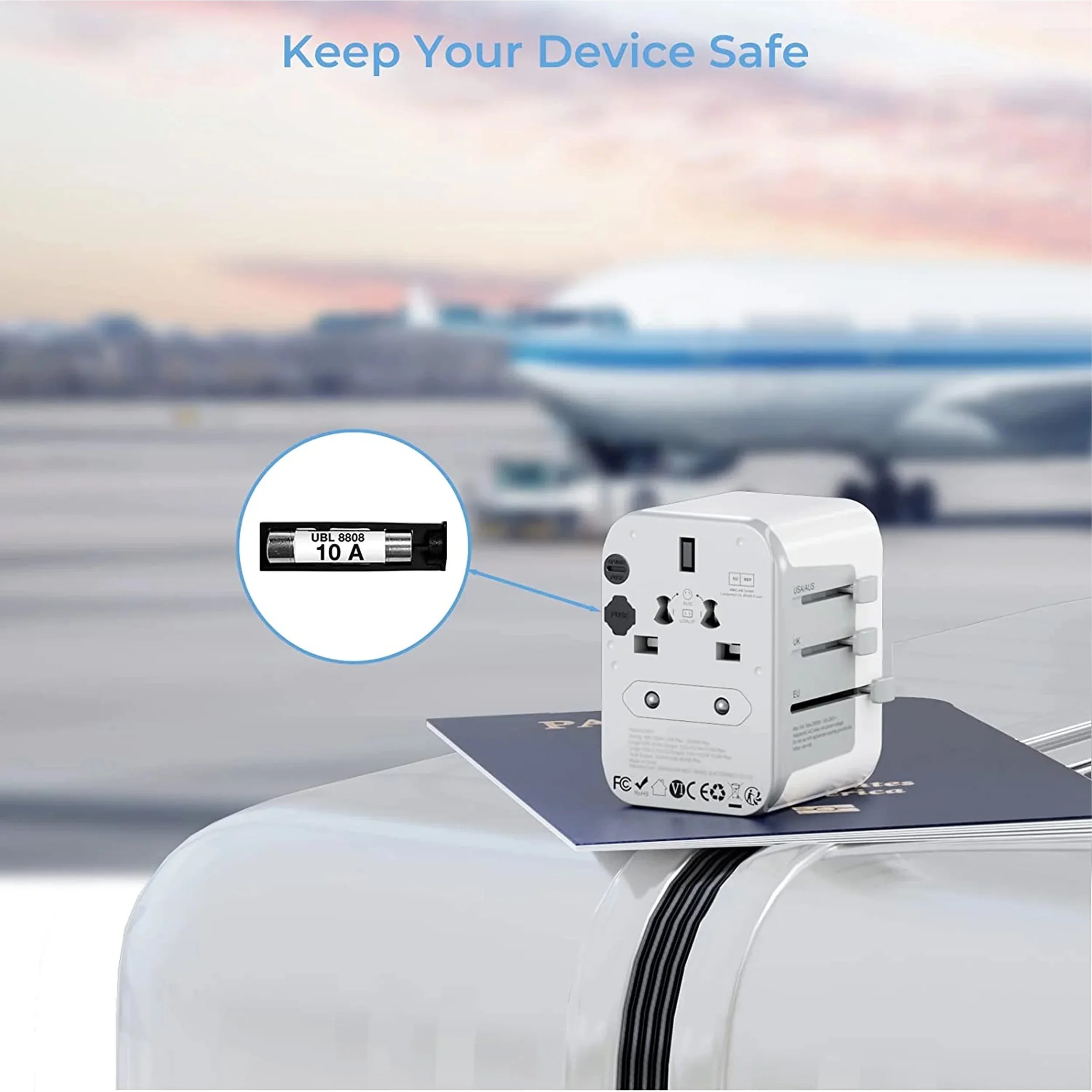 Worldwide Travel Plug Adaptor with 1 AC outlet 5 USB Ports - Image 2