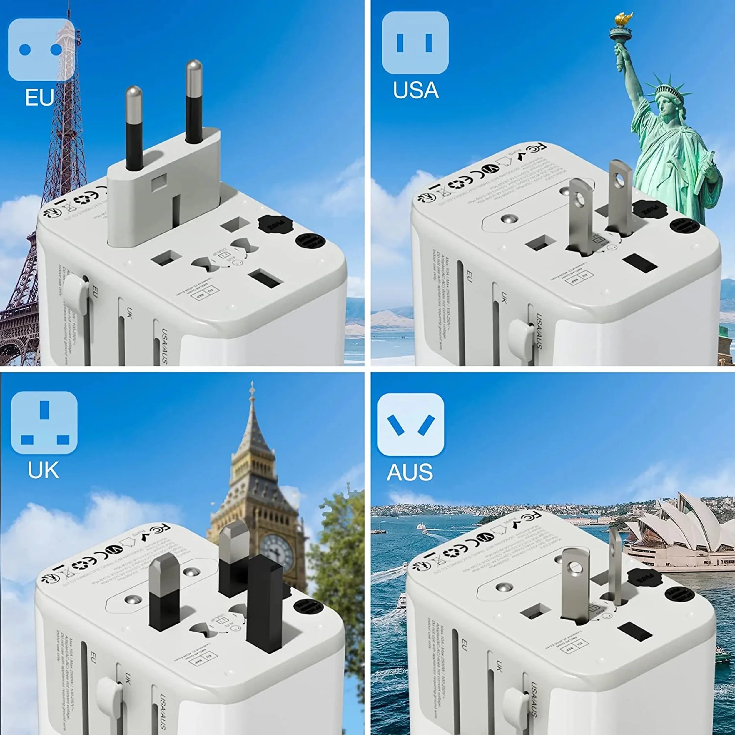 Worldwide Travel Plug Adaptor with 1 AC outlet 5 USB Ports - Image 4