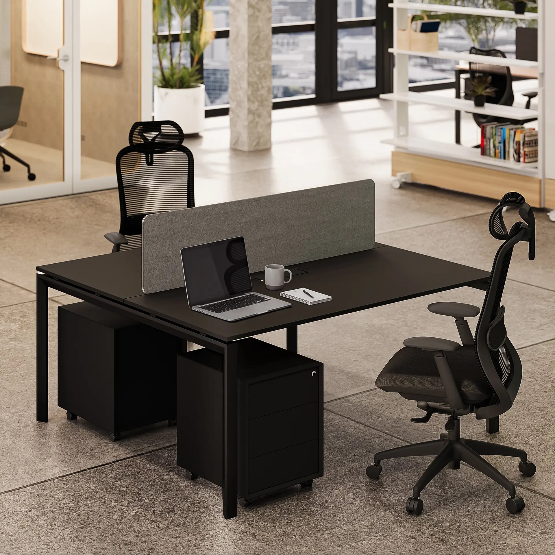 Eco U Series Cluster of 2 Face to Face Workstation