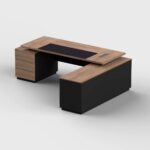 L-Shape Manager Desk with Attached Side Cabinet