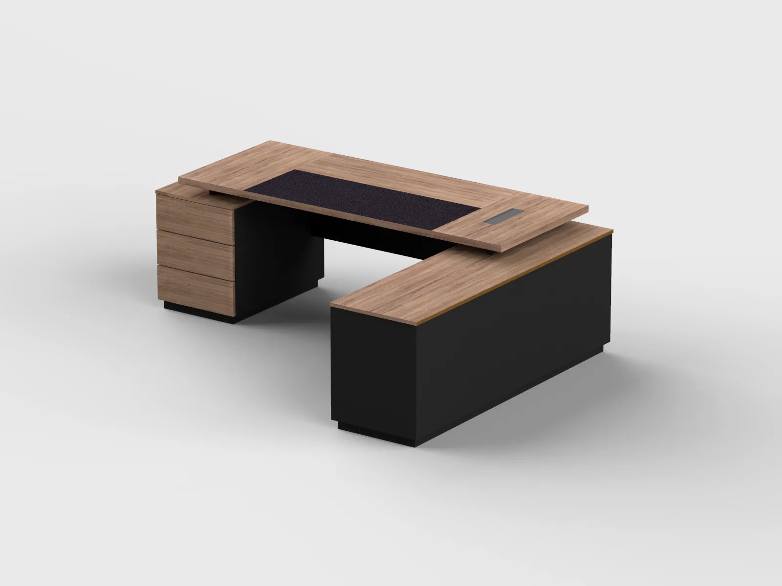L-Shape Manager Desk with Attached Side Cabinet