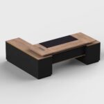 L-Shape Manager Desk with Attached Side Cabinet