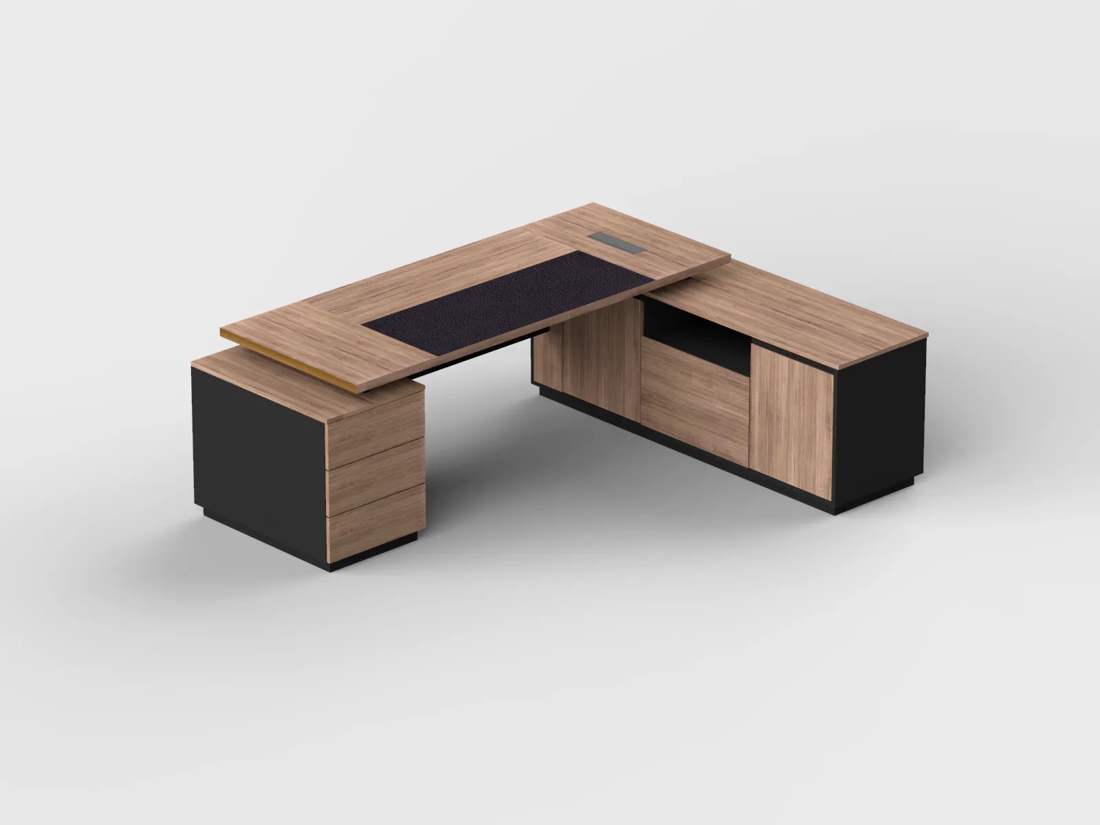 L-Shape Manager Desk with Attached Side Cabinet - Image 3