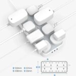 TESSAN Extension Lead, 8 Way Multi Plug Extension With 3 Usb Slots, 2M Cable, Wall Mounted Power Strip Socket For Home, Office