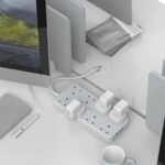 TESSAN Extension Lead, 8 Way Multi Plug Extension With 3 Usb Slots, 2M Cable, Wall Mounted Power Strip Socket For Home, Office