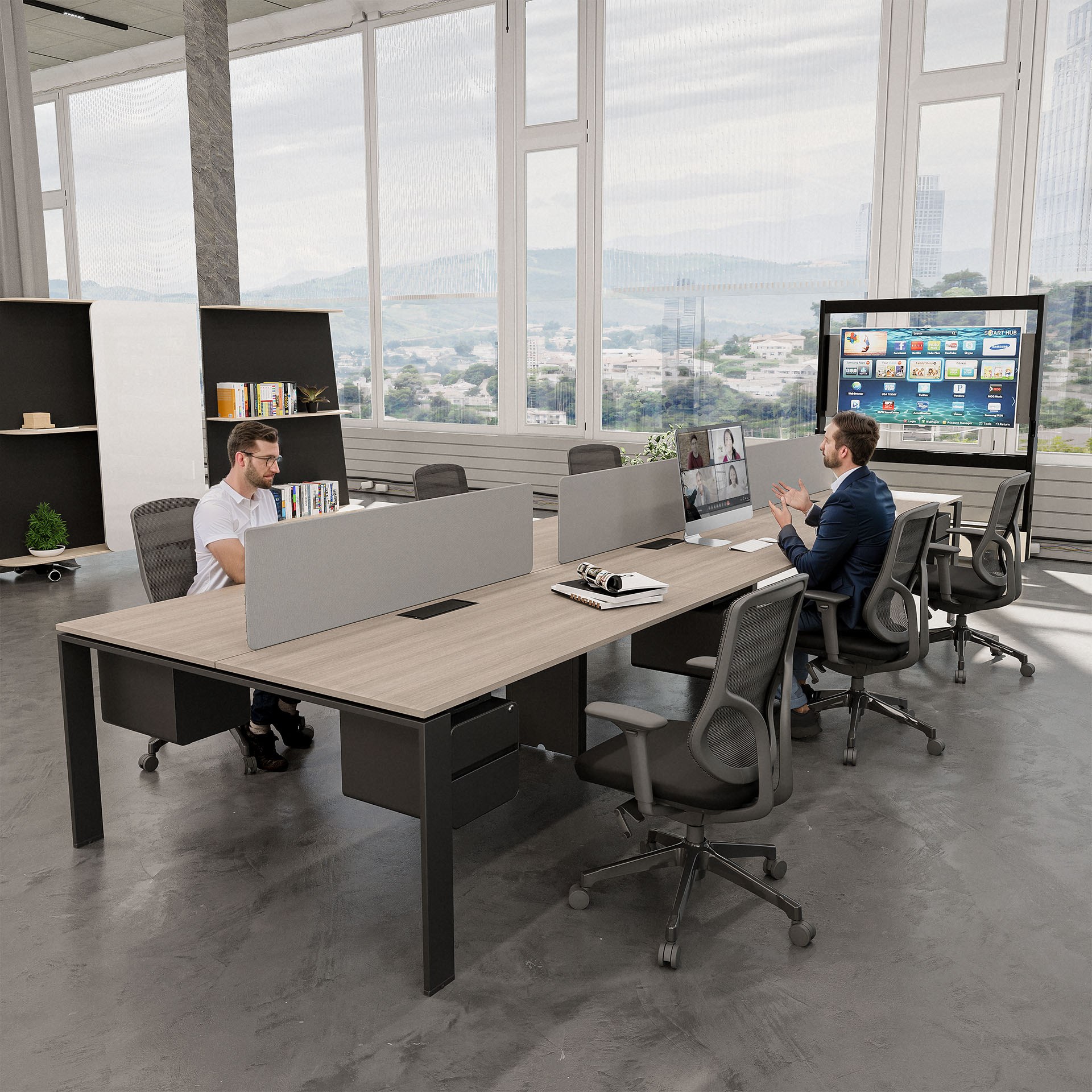 U2 Series Cluster of 6 Face to Face Workstation