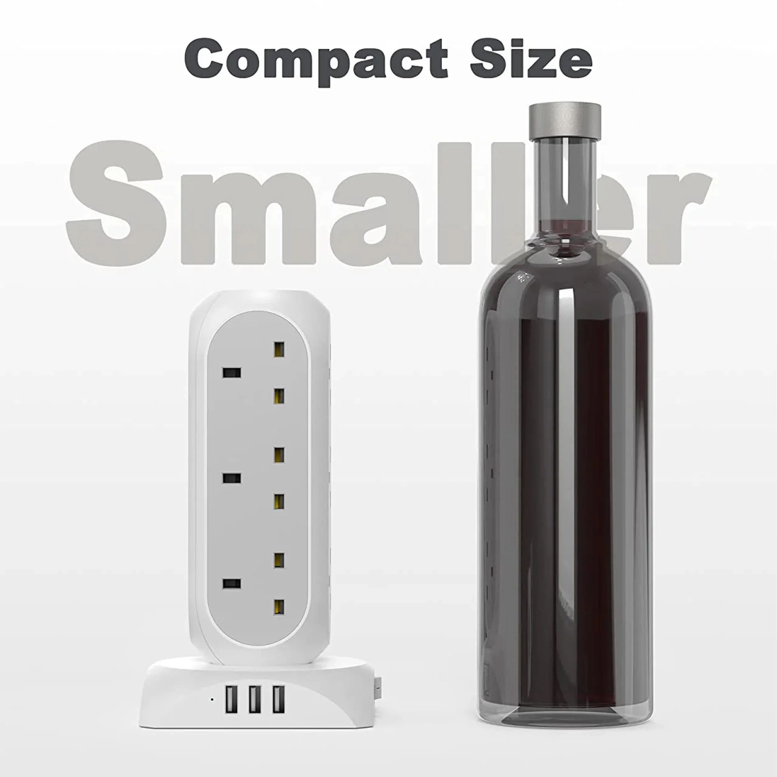 TESSAN Tower Plug Extension 12 Way Multi Plug Socket 3 USB Ports with 2M Cable - Image 3
