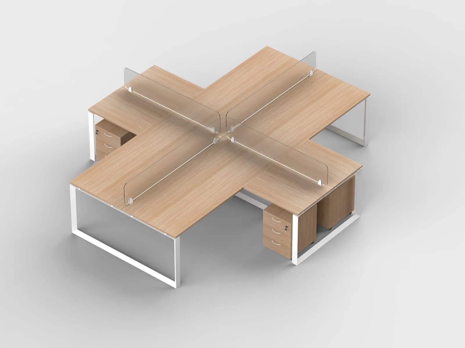 Modena Cluster of 4 L-Shape Workstations