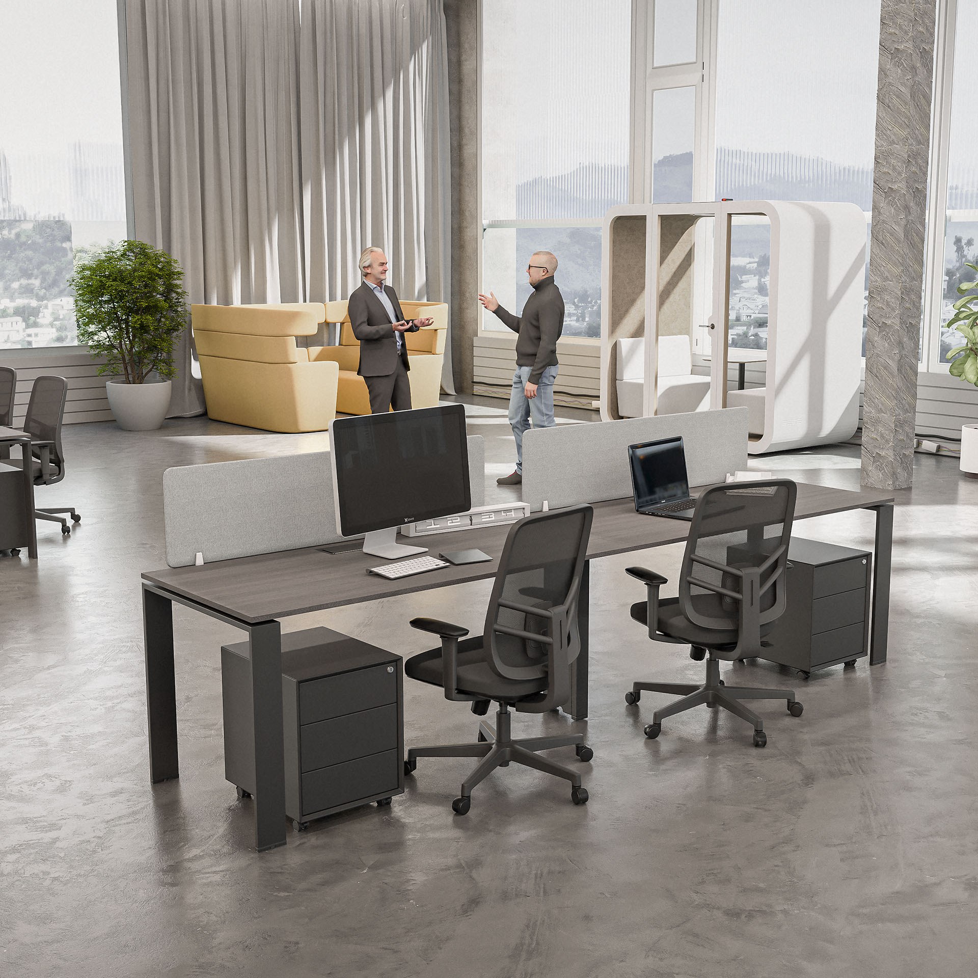 U2 Series Cluster of 2 Side By Side Workstation