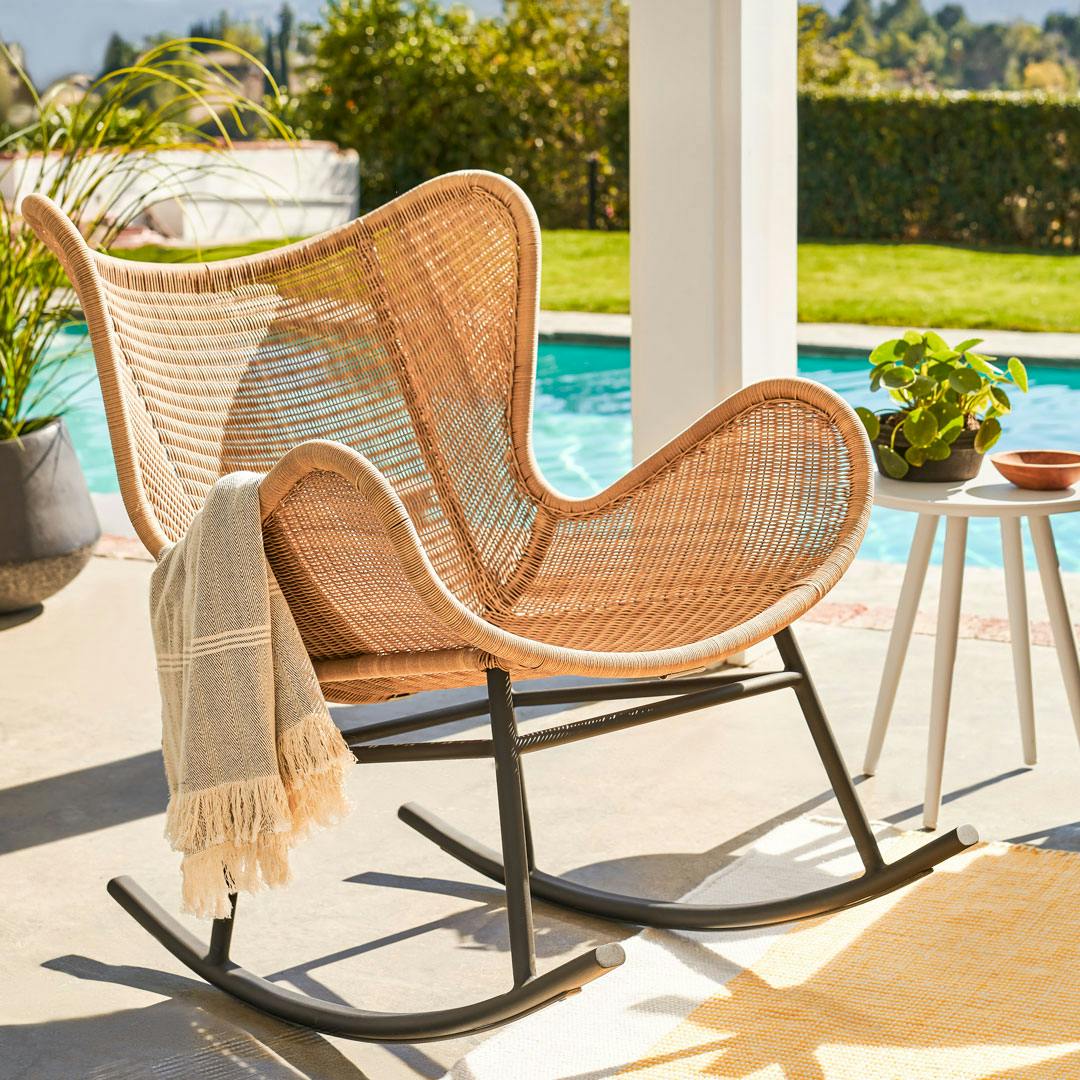 Beltaine 30.5" Outdoor Rocking Lounge Chair - Wicker