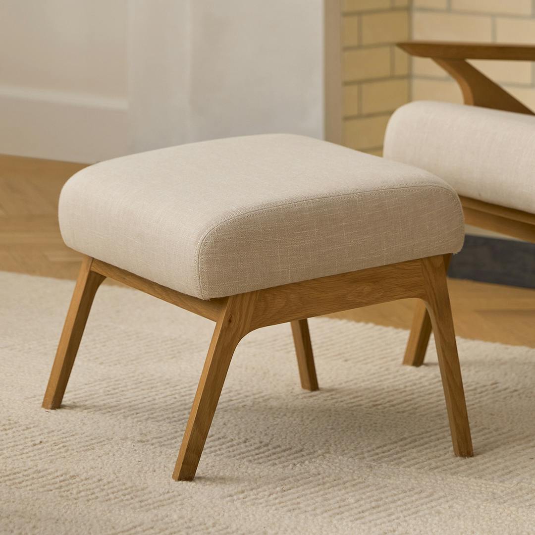 Otio 22" Ottoman - Oak and Welsh Taupe