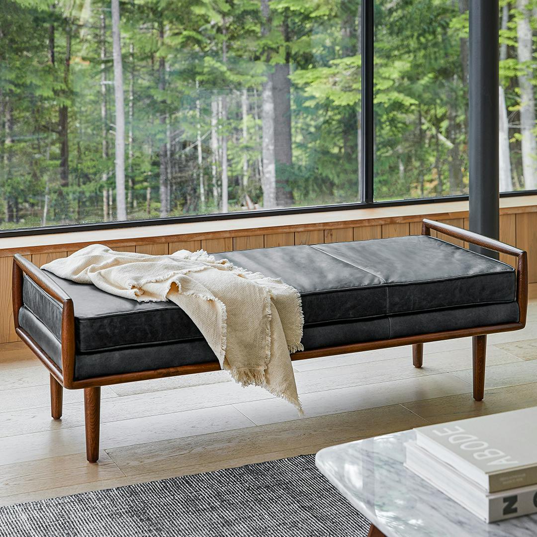 Ansa 54" Leather Bench - Charme Black