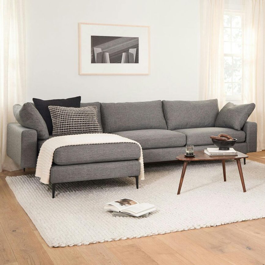 Nova 114" Reversible Sectional - Gravel Gray
