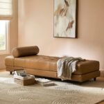 Sven 79" Tufted Leather Chaise Lounge - Charme Tan