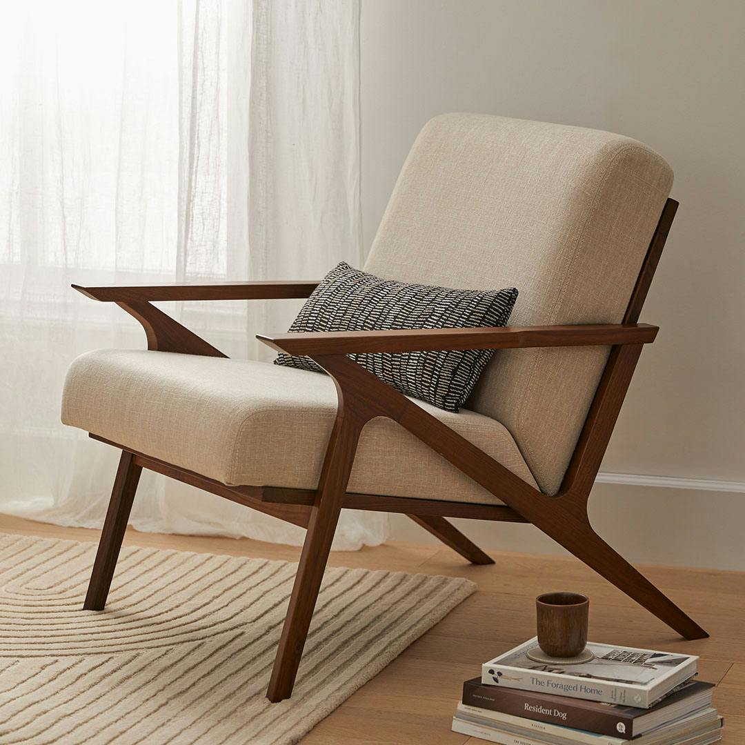 Otio 26" Lounge Chair - Walnut and Welsh Taupe