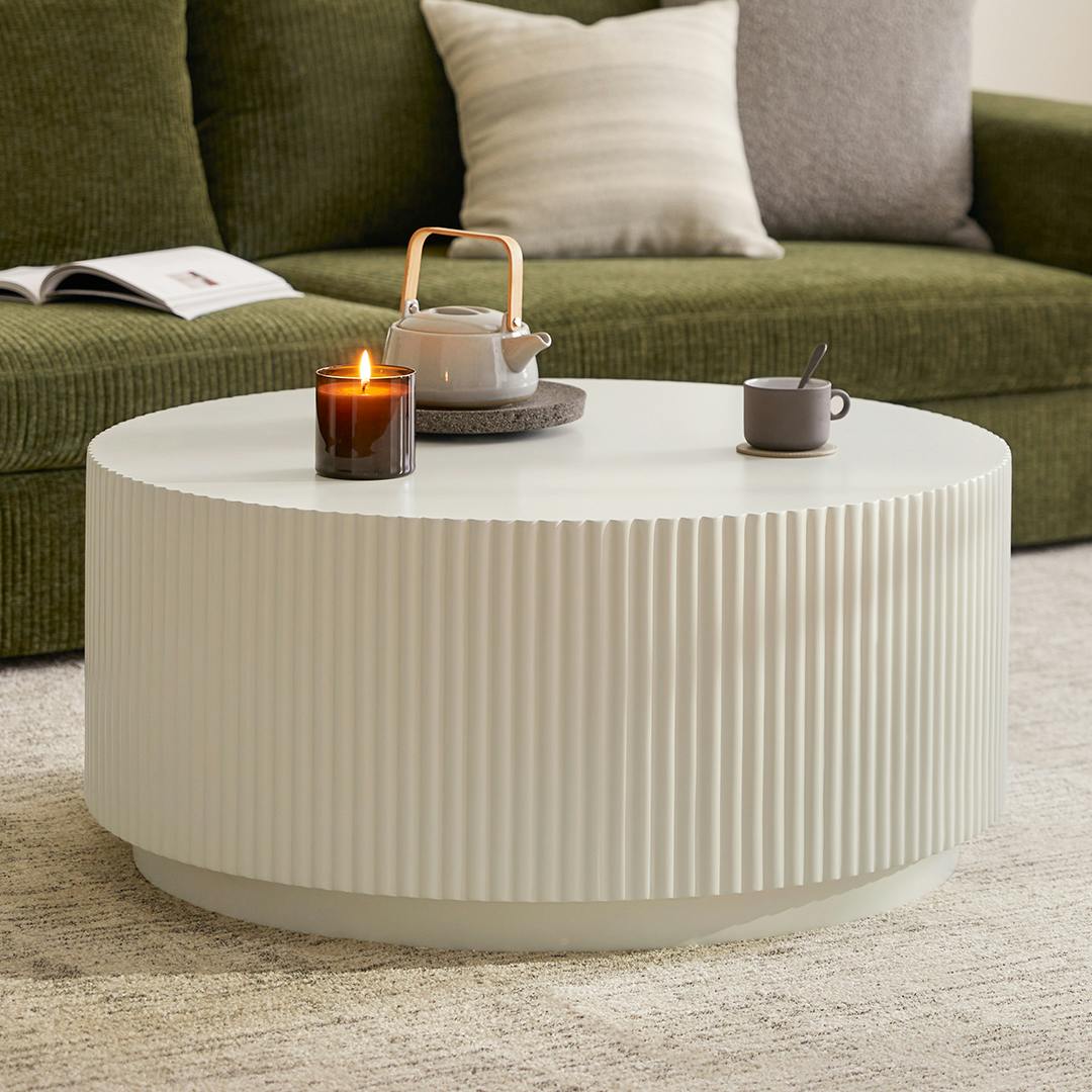 Nordens 35.5" Concrete Coffee Table - Soft White