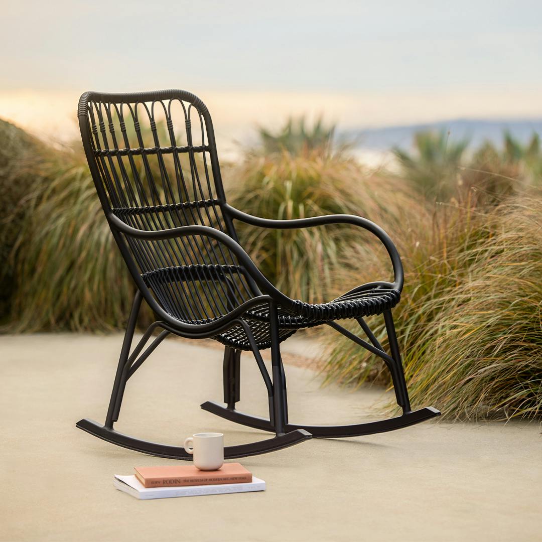 Medan 24.5" Outdoor Rocking Lounge Chair - Graphite