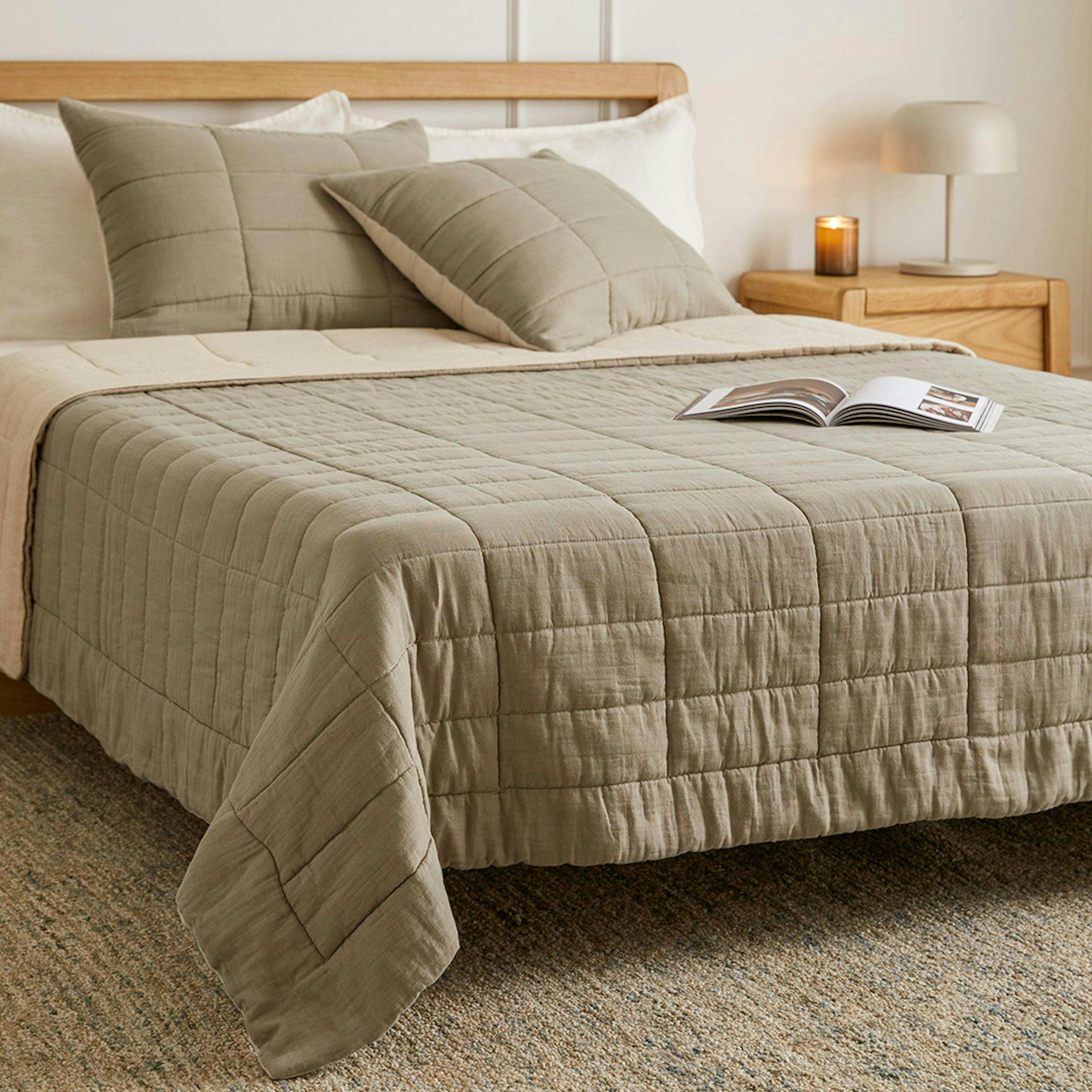 Leni King Cotton Gauze Quilt - Duo Taupe
