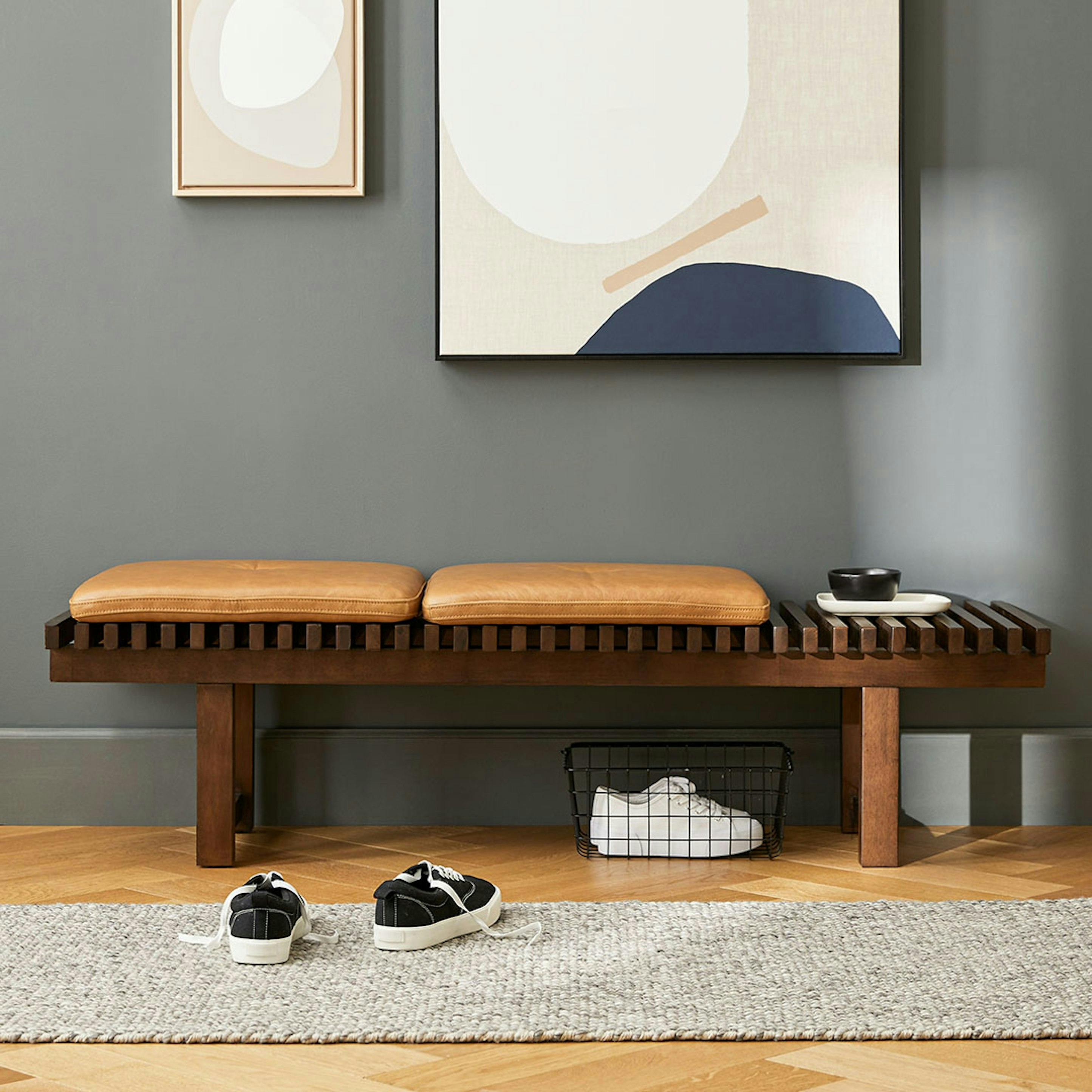 Ripa 59" Leather Bench - Charme Tan