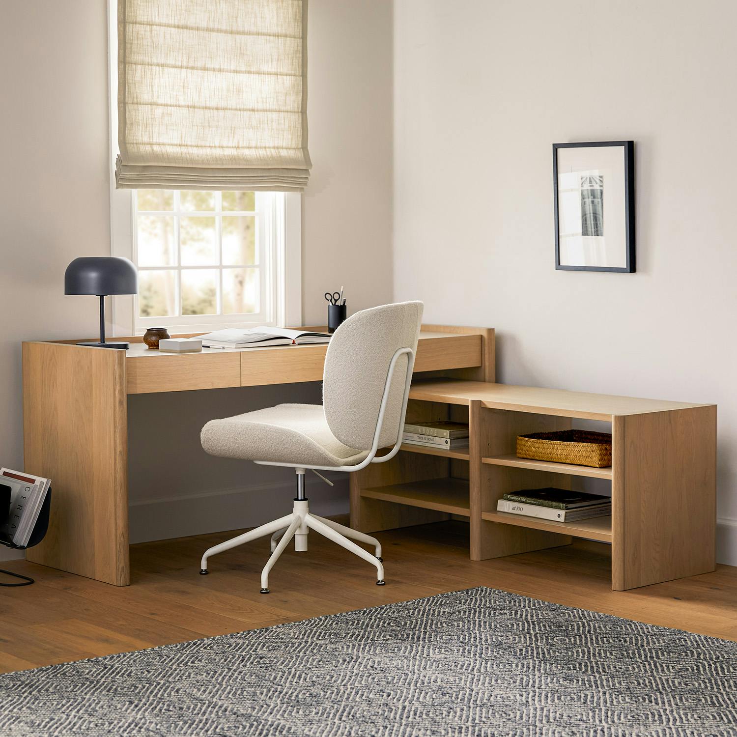 Torme L-Shape Desk Set - White Oak