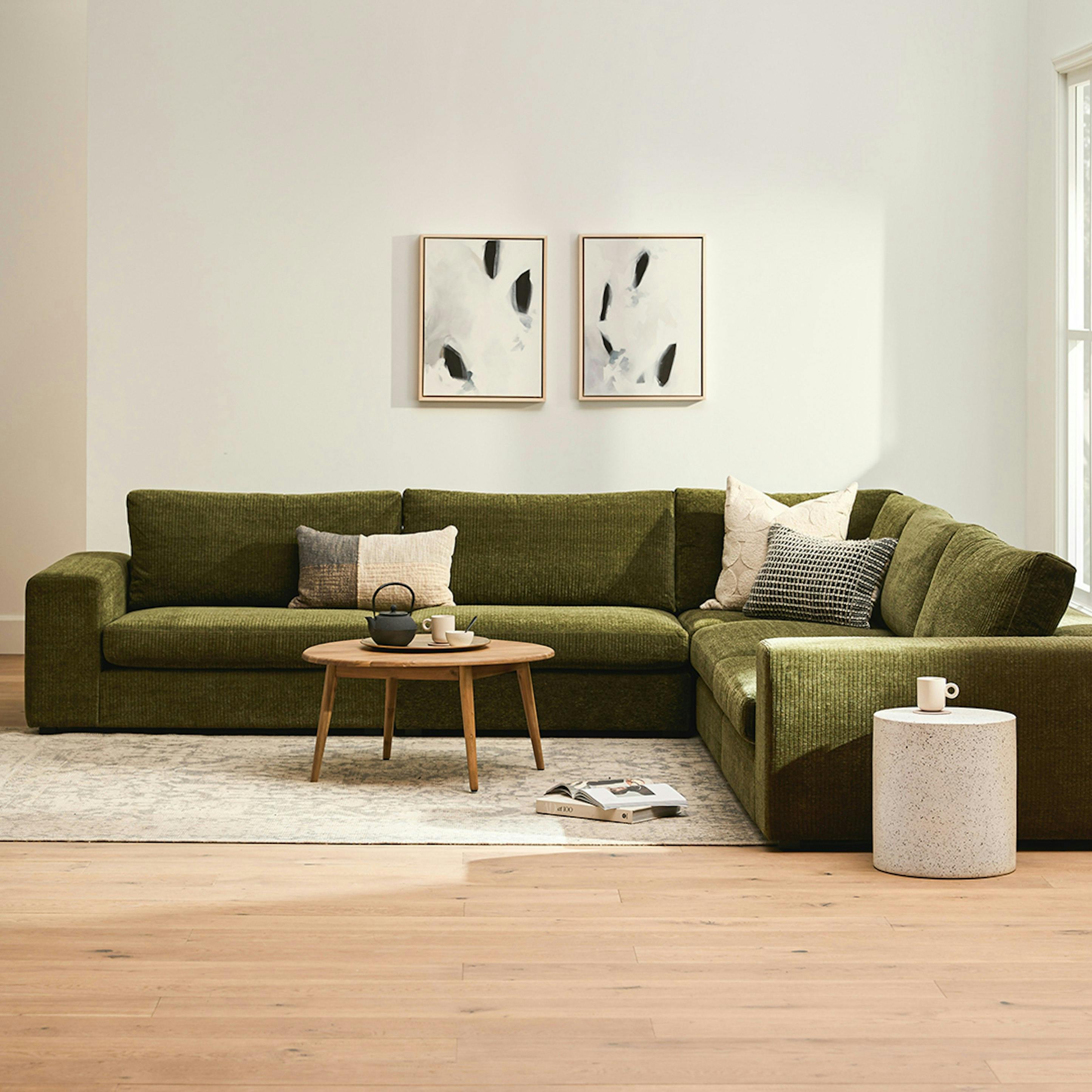 Beta 133.5" Modular Corner Sectional - Cypress Green