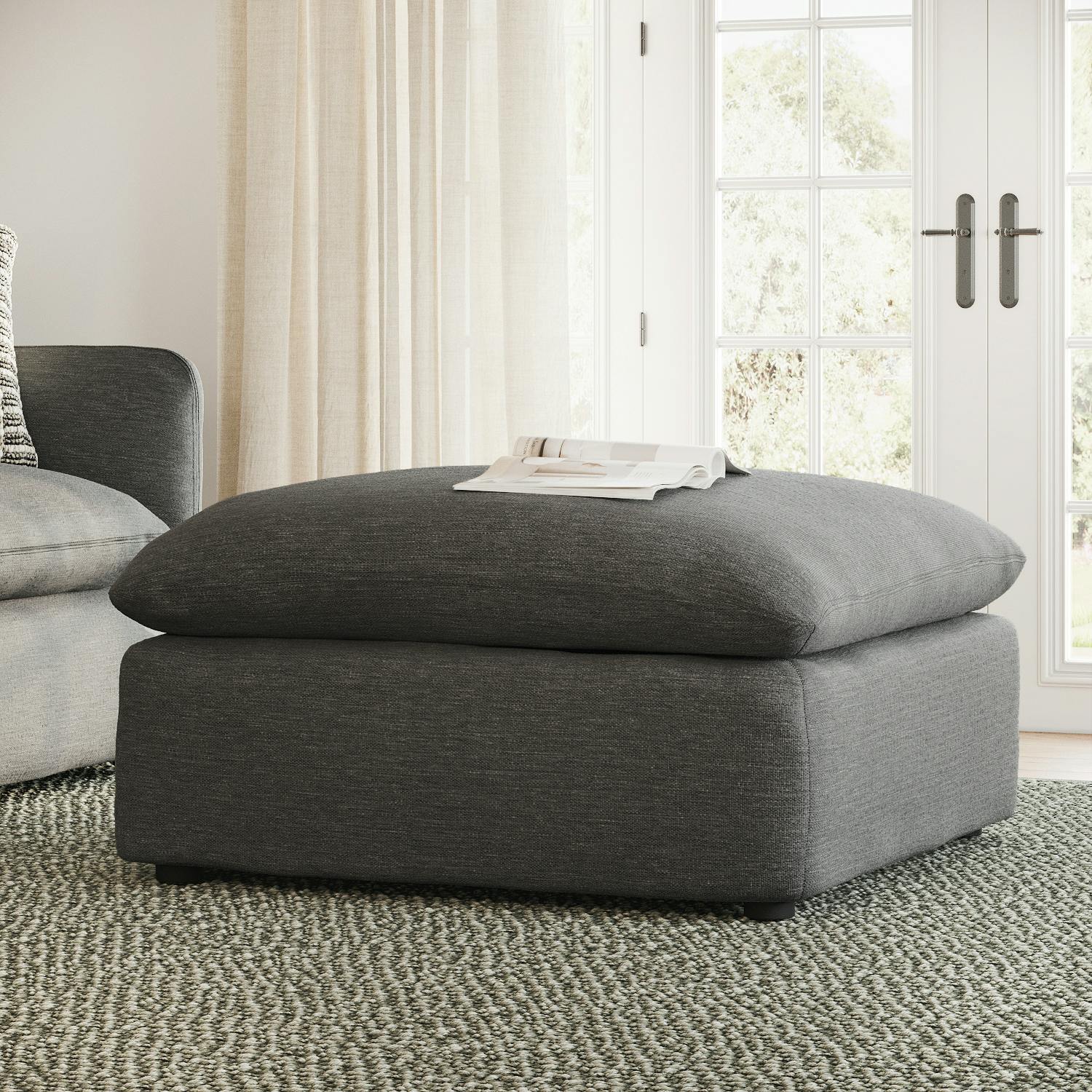 Leigh 41" Ottoman - Silver Gray