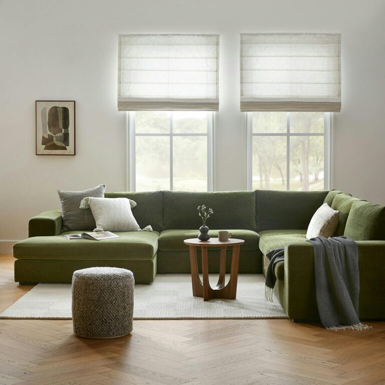 Beta 133.5" Left Modular Conversational Sectional - Cypress Green