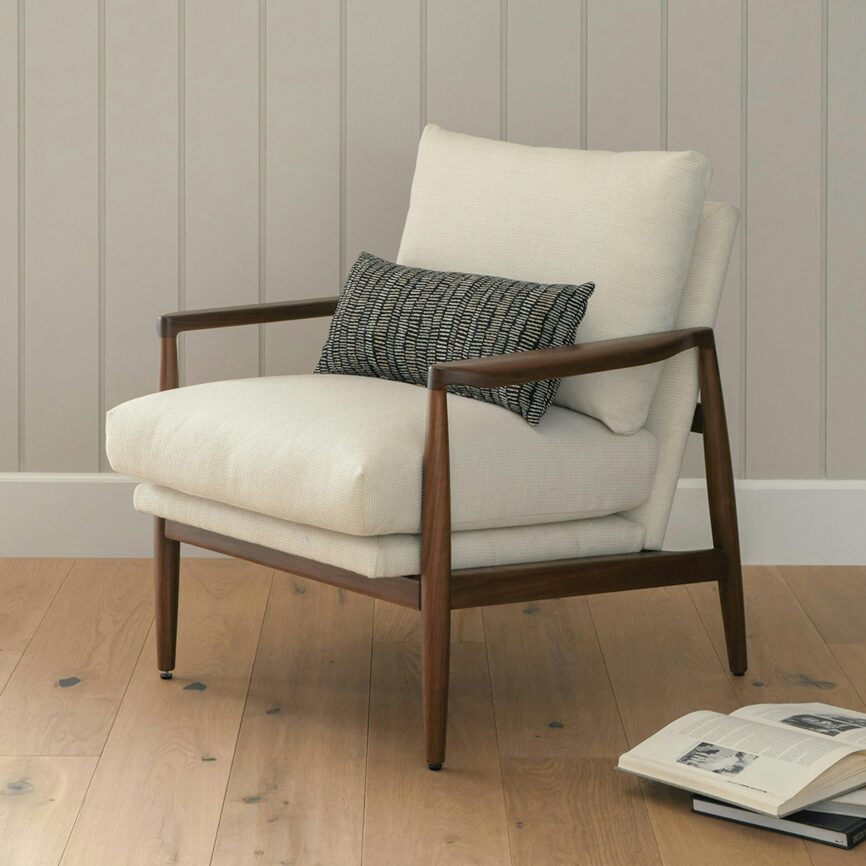 Bavel 28.5" Lounge Chair - Walnut and Field Ivory