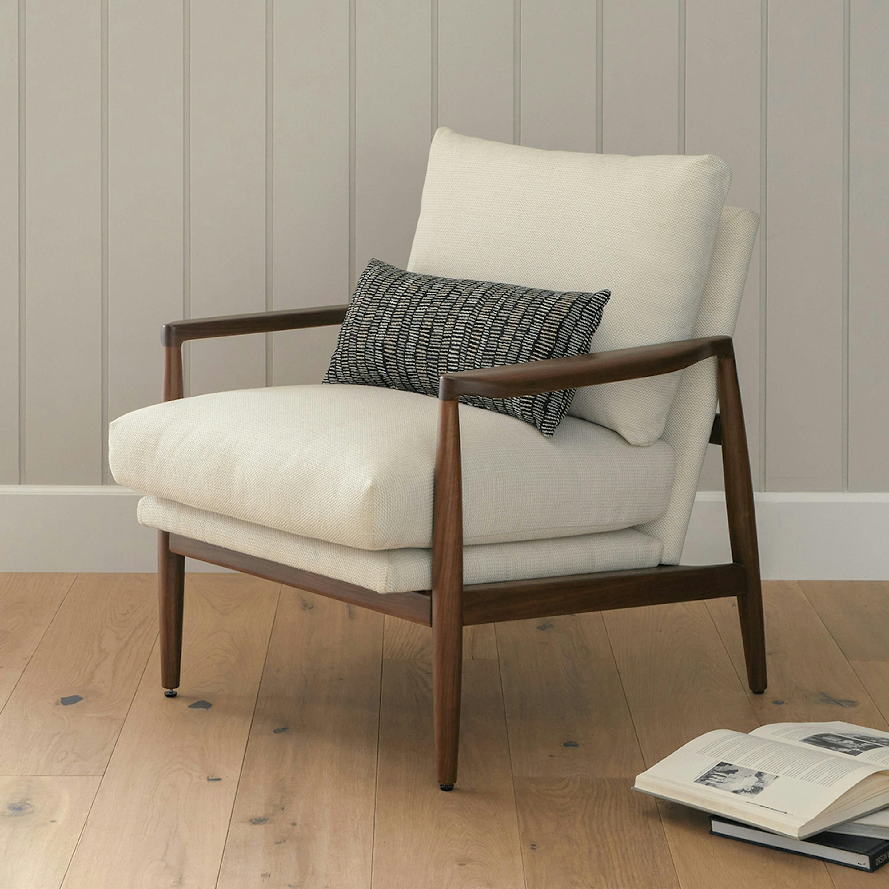Bavel 28.5" Lounge Chair - Walnut and Field Ivory