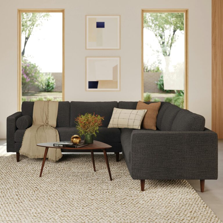 Sven 107" Tufted Corner Sectional Sofa - Napa Charcoal