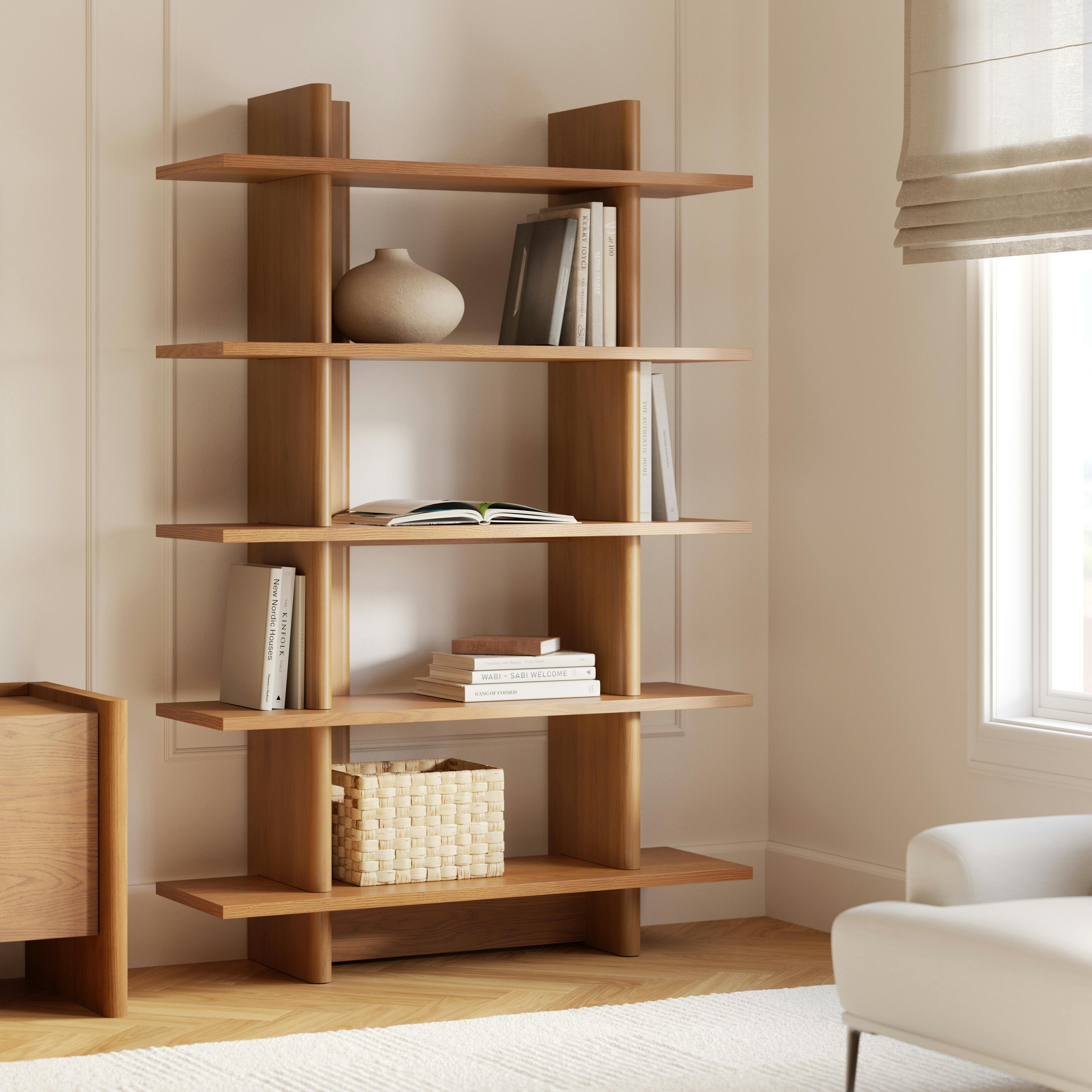 Torme 48" Bookcase, Tall - Smoked Oak
