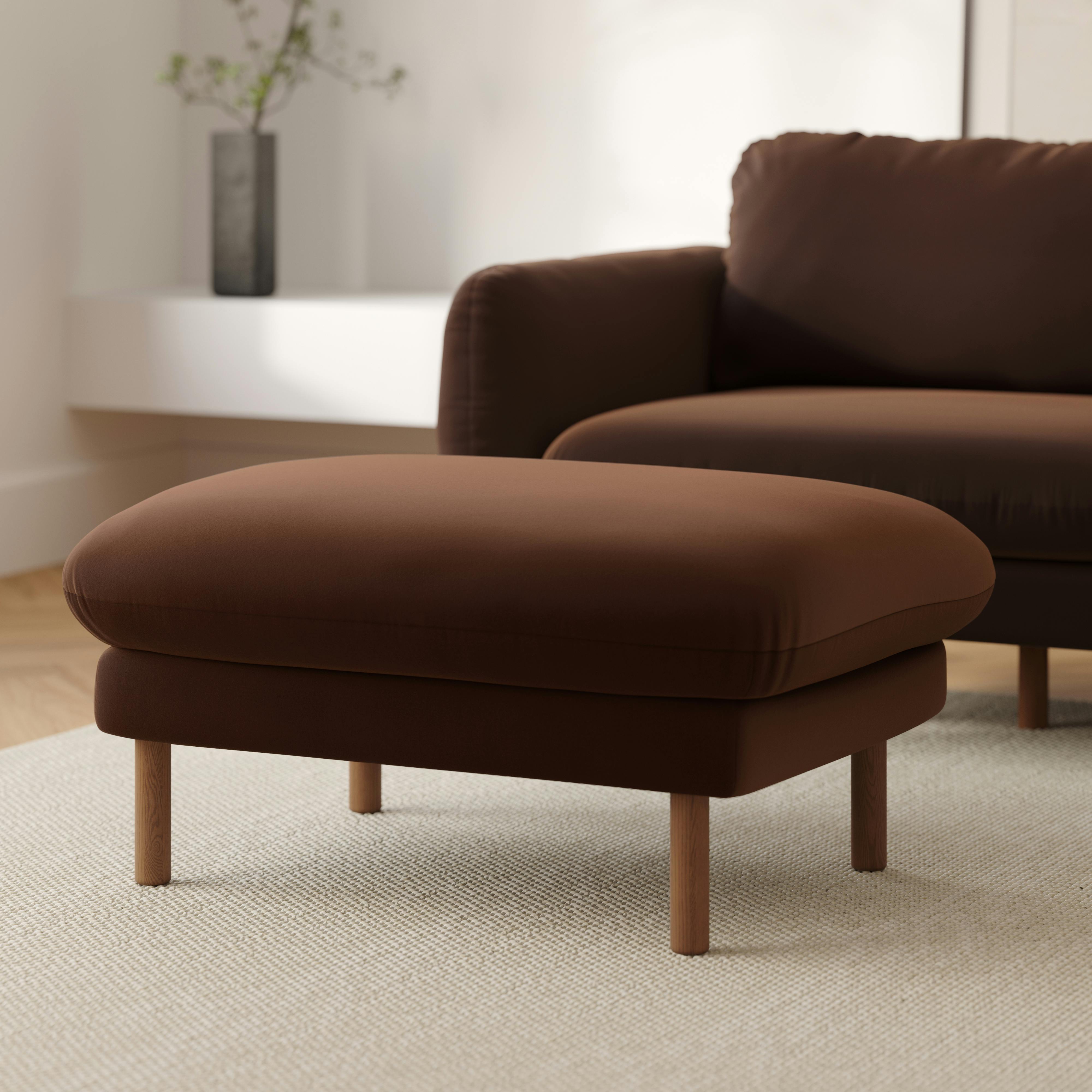 Sanders 35.5" Velvet Ottoman - Plush Pacific Brown