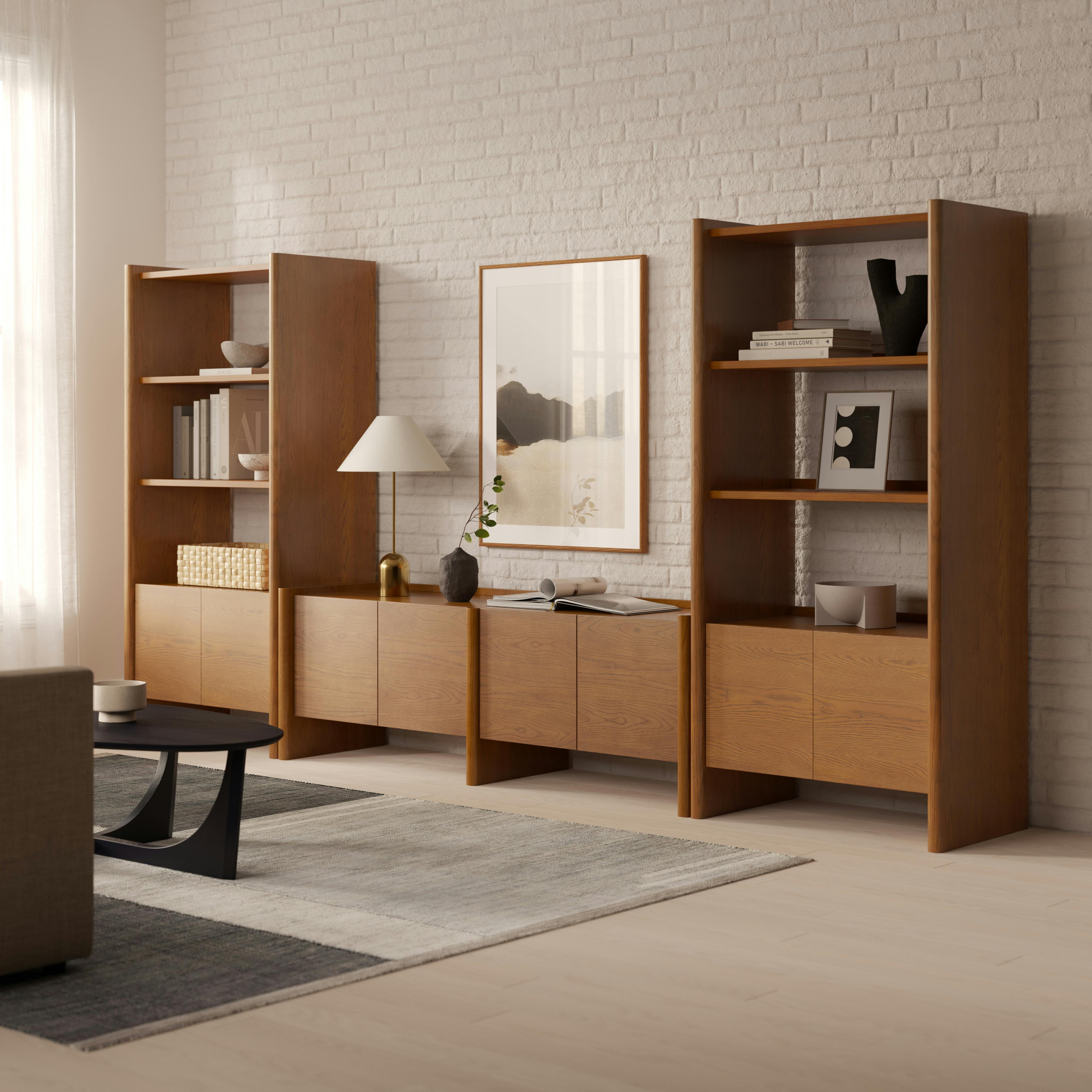 Torme 140" Media Storage Set - Smoked Oak
