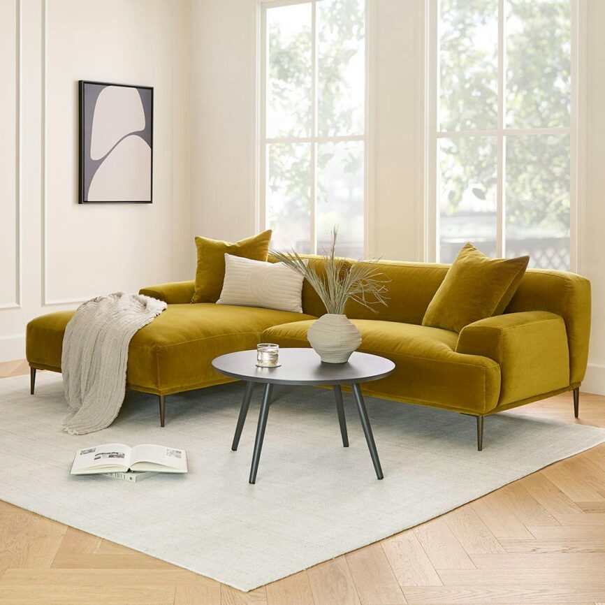Abisko 94.5" Velvet Left Sectional - Plush Yarrow Gold