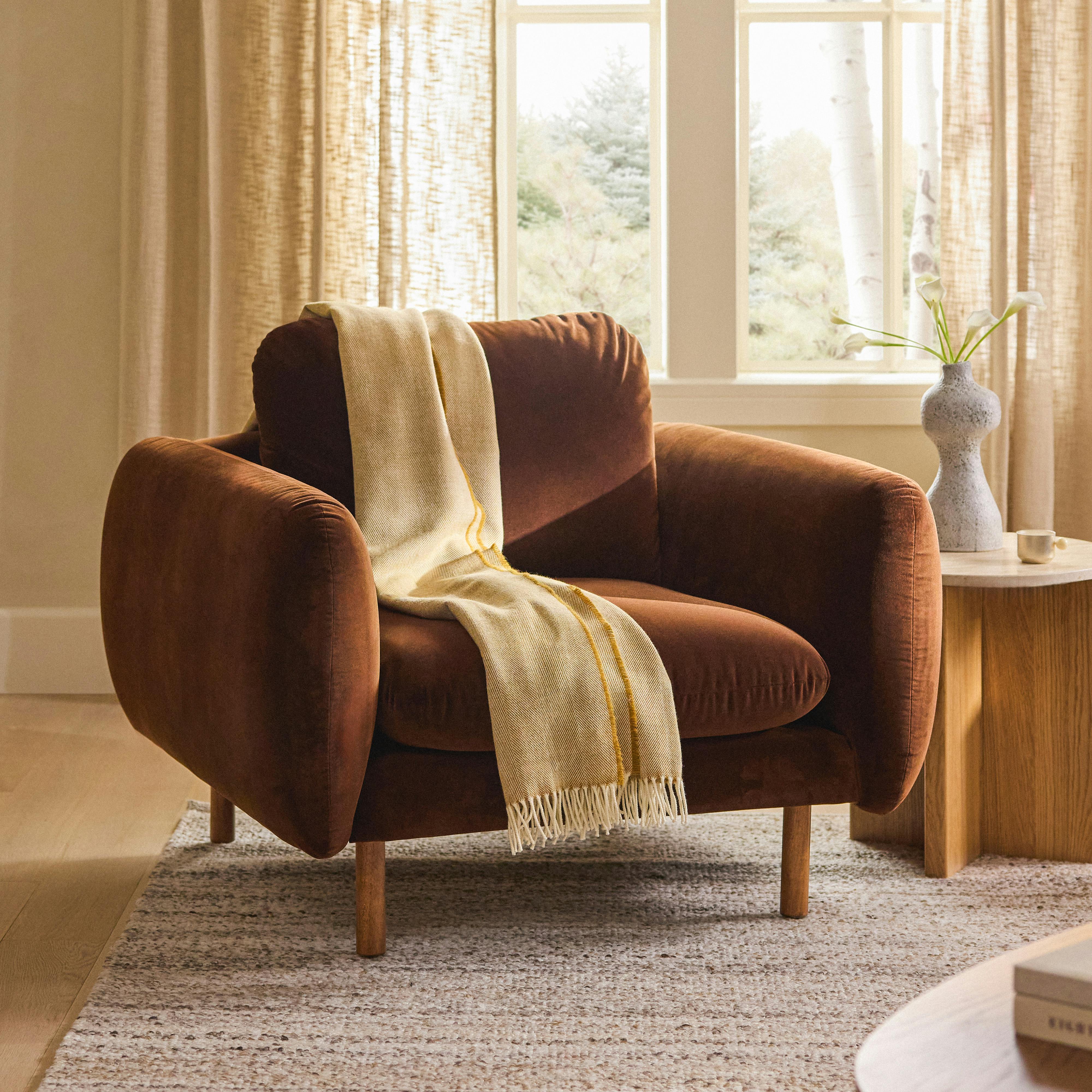 Sanders 37" Velvet Lounge Chair - Plush Pacific Brown