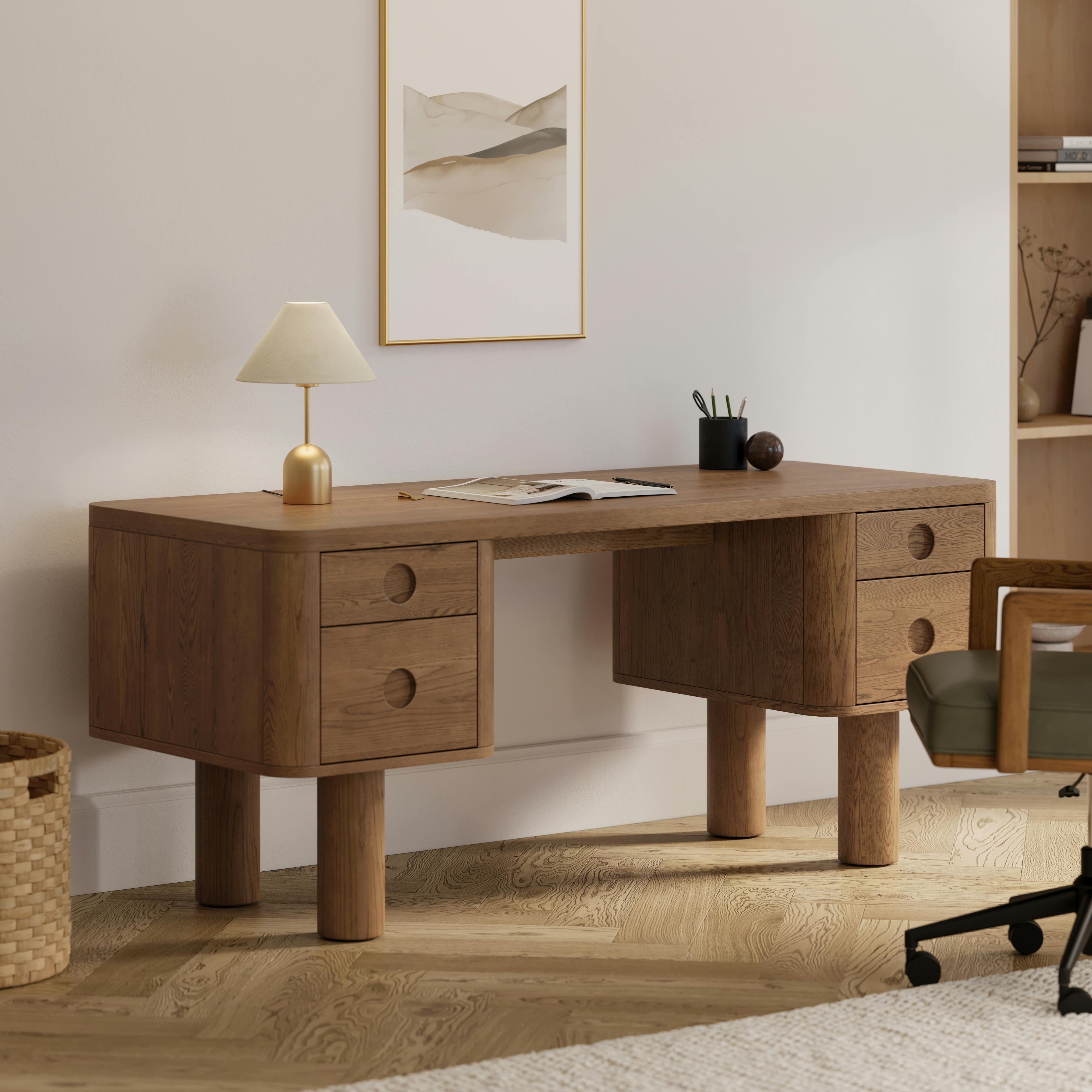 Adel 66.5" Desk - Smoked Oak