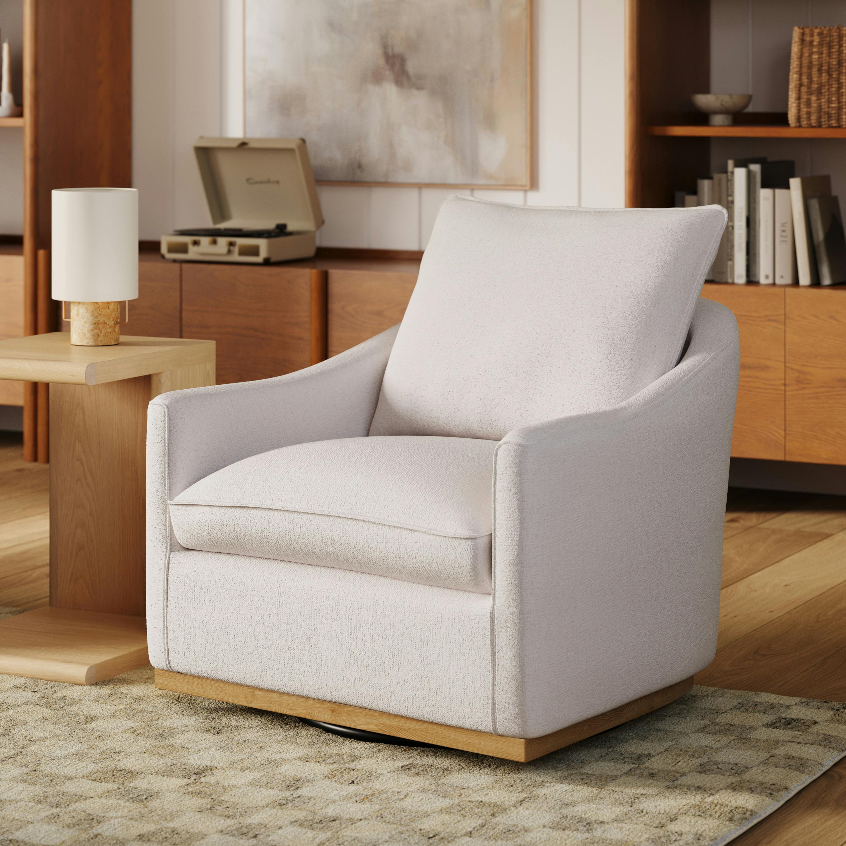 Mantle 34" Swivel Lounge Chair - Napa White