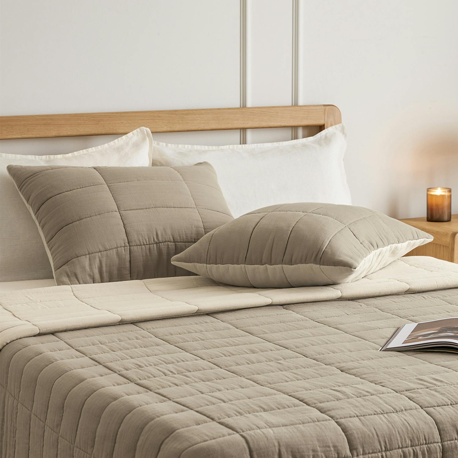 Leni King Cotton Gauze Sham Set - Duo Taupe