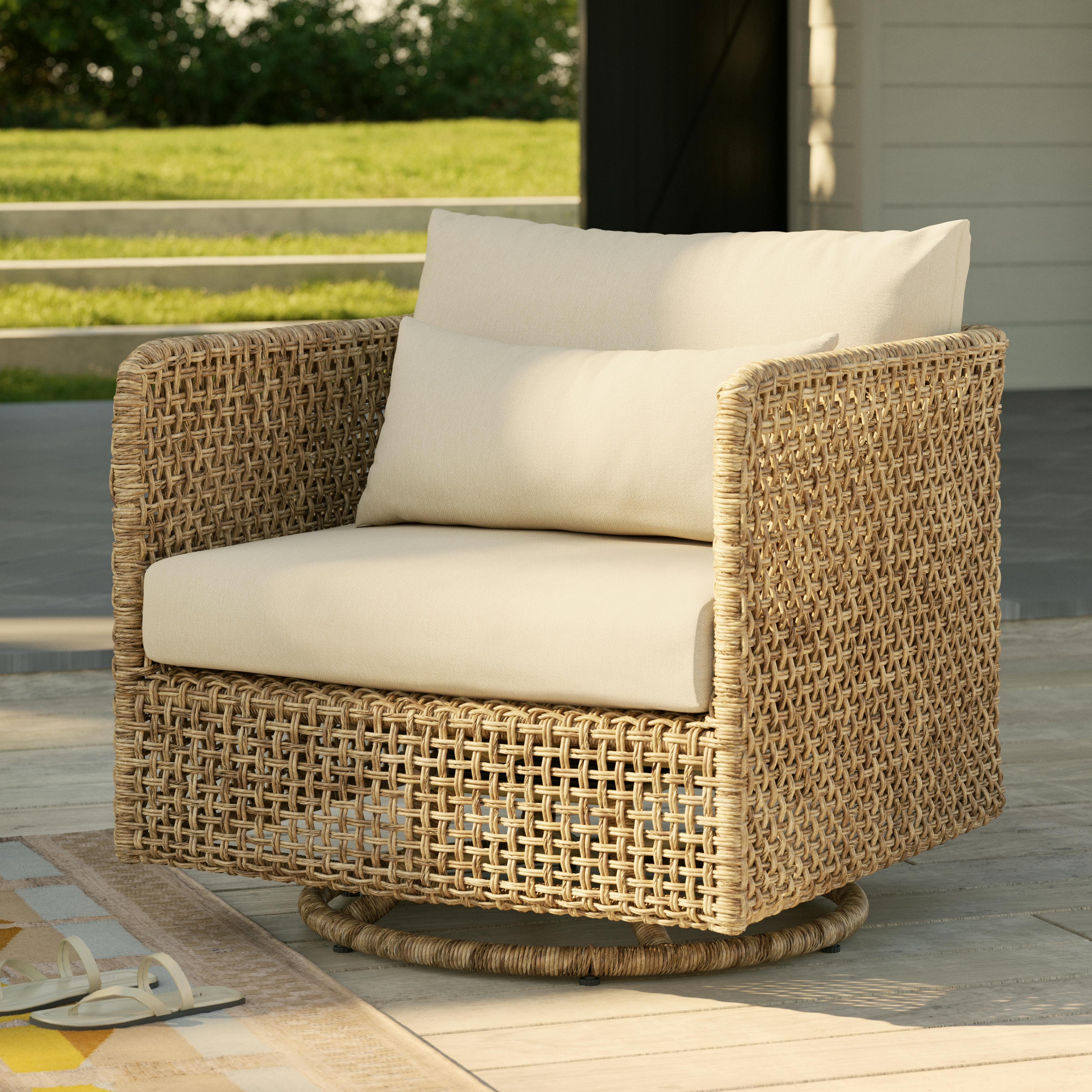 Robbi 32.5" Outdoor Swivel Chair - Dravite Ivory