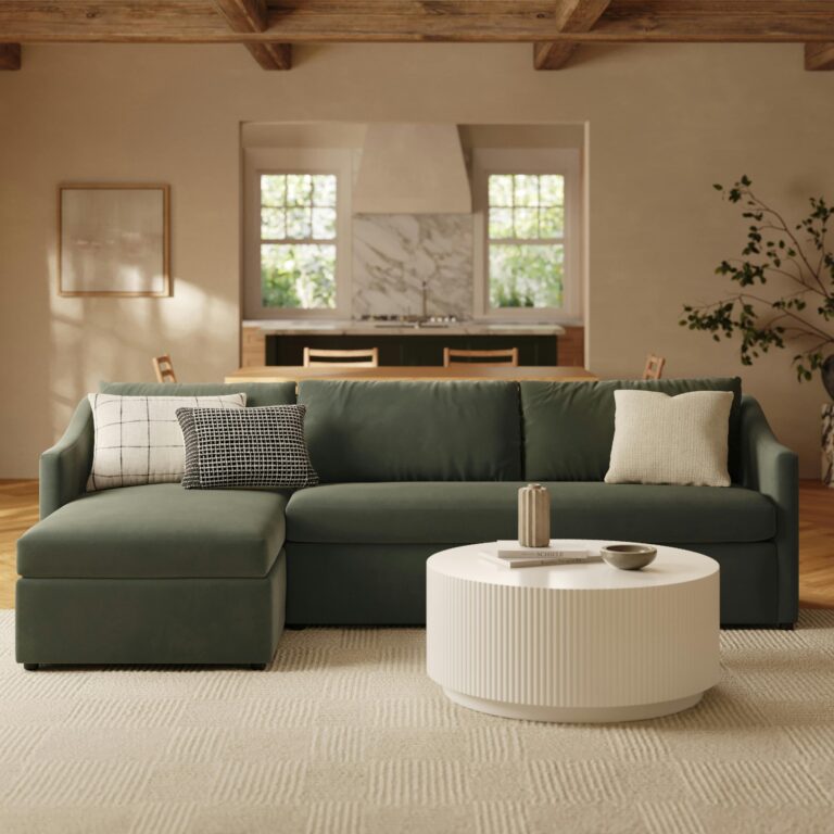 Landry 109" Velvet Left Storage Sleeper Sectional - Hale Fir Green