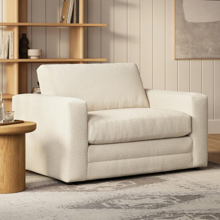 Riley 55" Sleeper Chair - Ivory Wool Bouclé
