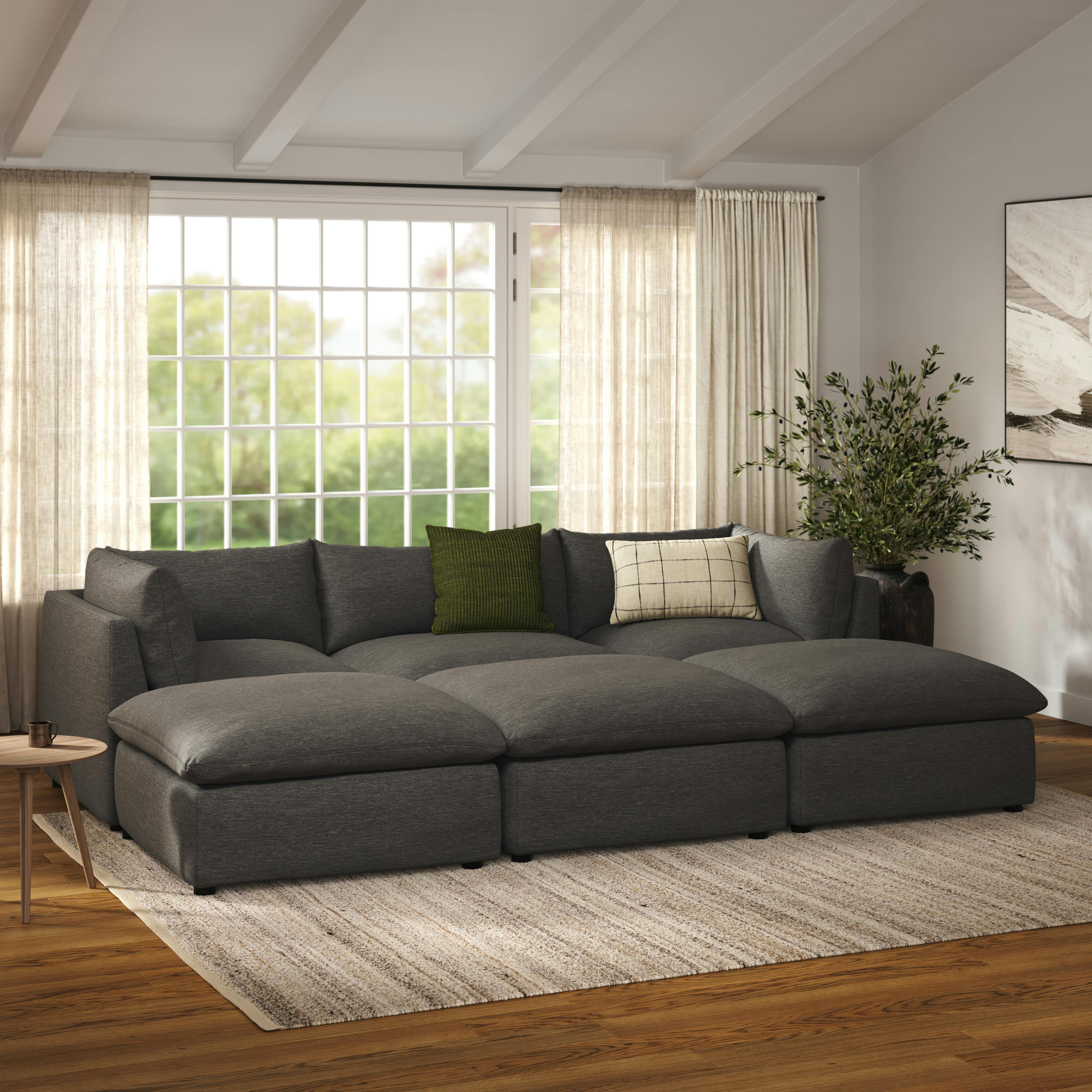 Leigh 120.5" Modular Open Pit Sectional - Silver Gray