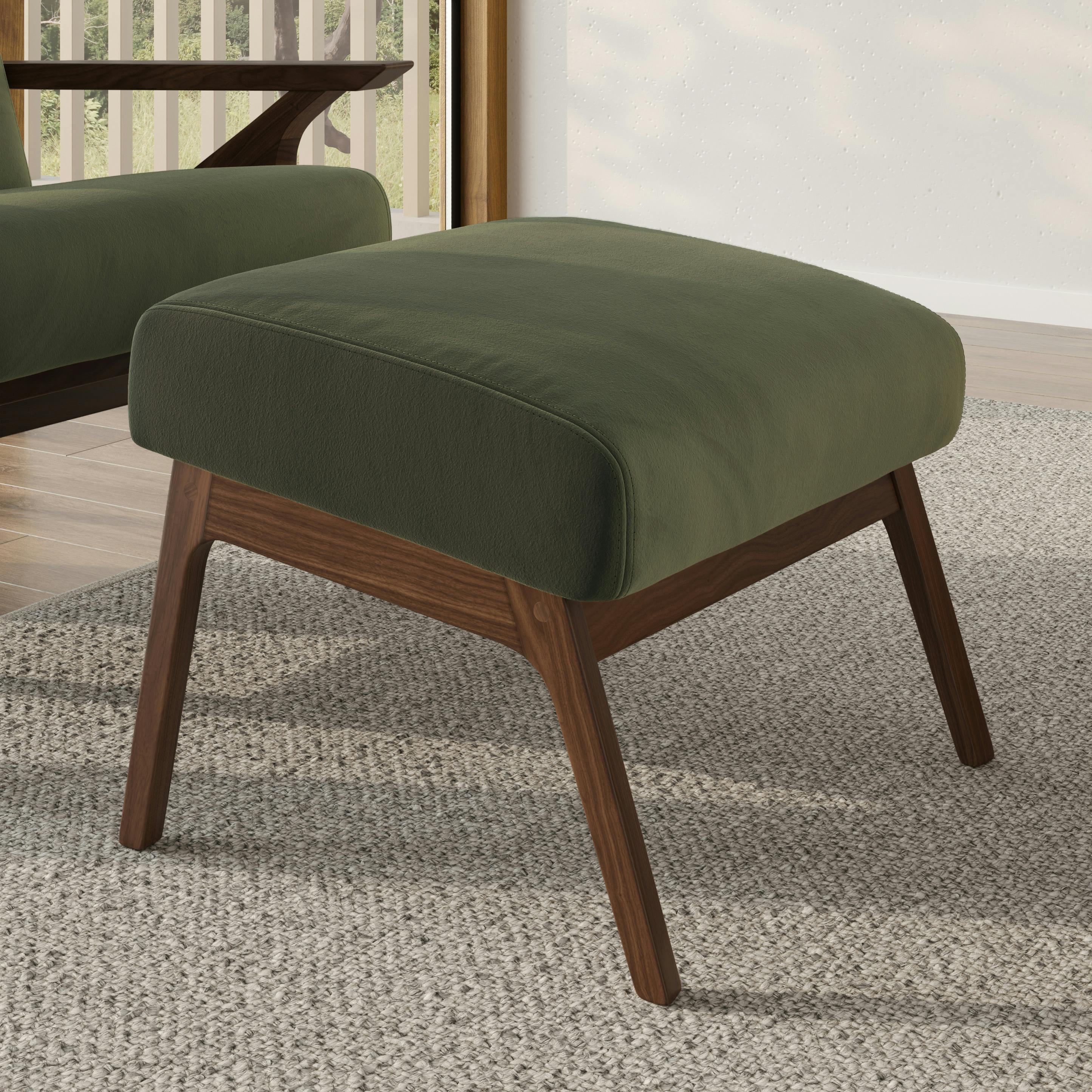 Otio 22" Velvet Ottoman - Walnut and Hale Fir Green